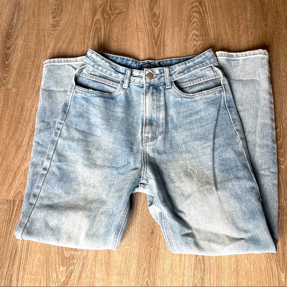 Nastygal Women’s Cutout Loose Mom Jeans - Size 4 - Light Wash